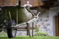 Old iron wheelbarrow.