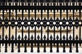 vintage style black cast iron fence closeup detail, frontal, flat on view. Burggarten, Vienna, Austria Royalty Free Stock Photo