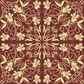 Decorative vintage tile with golden floral swirl patterns in art deco style Royalty Free Stock Photo