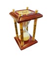 Decorative vintage wooden hourglass on a white background with clipping path Royalty Free Stock Photo