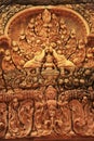 Decorative wall carvings, Banteay Srey temple, Angkor area, Siem Reap, Cambodia Royalty Free Stock Photo