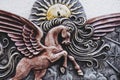 Decorative wall element representing the winged horse pegasus Royalty Free Stock Photo