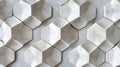 Decorative wall featuring hexagonal cement tiles arranged in a modern abstract pattern with neutral colors and textures Royalty Free Stock Photo