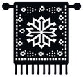 Decorative wall hanging tapestry with a geometric snowflake folk art pattern Royalty Free Stock Photo