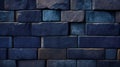 Wall made of blue large bricks. Generative AI.