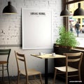 Ai Generative Decorative Wall Poster Mockup in a Modern Caffe Environment