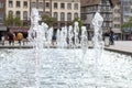 Decorative water fountain in a town square