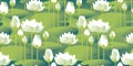 Decorative water lily seamless pattern for background Royalty Free Stock Photo