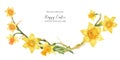 Decorative watercolor arc with yellow daffodil flowers