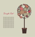 Decorative wedding tree. Cute retro card. Design elements for gifts, invitations, arts, crafts