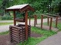 Decorative well and a small bridge in the city Park