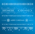 Decorative white design elements with snowflakes for christmas holidays - vector set Royalty Free Stock Photo