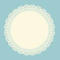 Decorative White lace Doilies. Openwork round frame on a background.