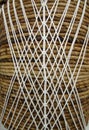 Decorative white ropes on spiral woven laundry hamper. Royalty Free Stock Photo