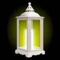 Decorative white vintage lantern. Lantern for banners, flyers, posters, cards. Lantern with light inside. Halloween Royalty Free Stock Photo