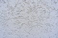 Decorative white wall plaster pattern stylized in bark beetle texture. Texture of the surface of the wall covered with decorative