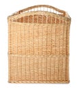 Decorative wicker basket with handles isolated on white