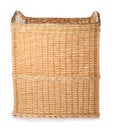 Decorative wicker basket with handles isolated on white