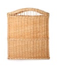 Decorative wicker basket with handles isolated on white