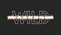 Decorative Wild Spirit text with leopard skin pattern. Typography slogan for printing, graphic design