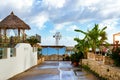 Windmill with white propeller. Bali, Crete, Greece Royalty Free Stock Photo