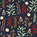 Decorative winter floral seamles pattern