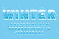 Decorative winter with snow Font and Alphabet Royalty Free Stock Photo