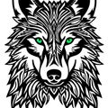 decorative wolf line art style