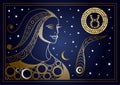 Decorative woman with the sign of the zodiac 7 Royalty Free Stock Photo