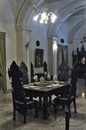 Decorative wooden dining table in Scindia Museum Jaivilas Palace