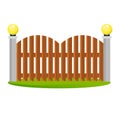 Decorative wooden fences. Exterior, design of gates and surrounding area. Royalty Free Stock Photo