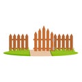 Decorative wooden fences. Exterior, design gates and landscape.