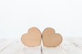 Decorative wooden hearts symbols on white Royalty Free Stock Photo