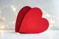 Decorative wooden red hearts on a white background. Valentine`s day, Mother`s Day, March 8, Family Day or the concept of love Royalty Free Stock Photo