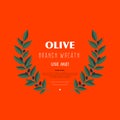 Decorative wreath olive branch. For labels, packaging, posters, festivals.