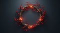Decorative wreath with red berries on a dark background. Generative AI. Royalty Free Stock Photo