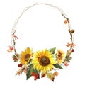 Decorative wreath with sunflowers