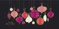 Decorative xmas card with vintage bauble on black