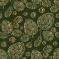 Decorative xmas green pine cone seamless pattern