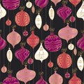 Decorative xmas vintage bauble seamless pattern