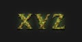 Decorative XYZ letters, christmas font mock up darkness Royalty Free Stock Photo