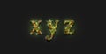 Decorative xyz lowercase letters, xmas font mock up darkness Royalty Free Stock Photo