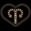 Graphical illustration of the heart with the sign of the zodiac Royalty Free Stock Photo