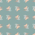 Decorative zoo seamless pattern with pastel pink simple birds shapes. Pastel blue background