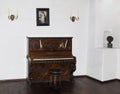 Decoratively decorated piano in the guest room of the Bran Castle in Bran city in Romania