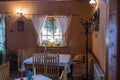 Decoratively decorated room in a roadside cafe near Sighisoara town in Romania