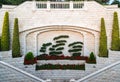 Decoratively decorated wall near the gate of the upper entrance to the Bahai Garden on the street Yefe Nof in Haifa