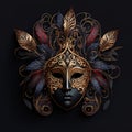 Decoratively Embellished Carnival Mask on a dark Background. Ai generated art