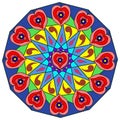 Decortive Astroniras Mandala with a red hearts Royalty Free Stock Photo
