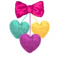 Decortive elements with pom-poms in the shape of a heart Royalty Free Stock Photo